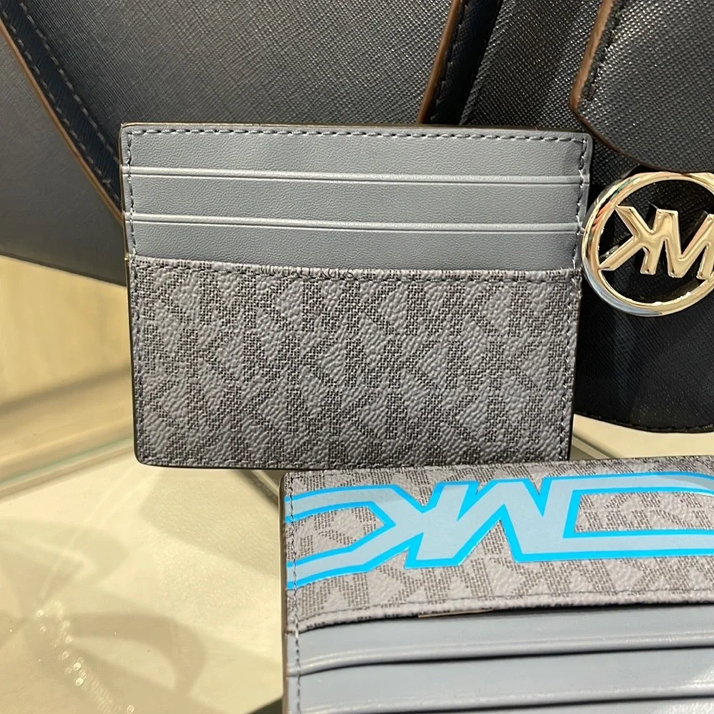 Michael Kors Cooper Graphic Logo Tall Card Case Denim Multi Denim Multi NWT